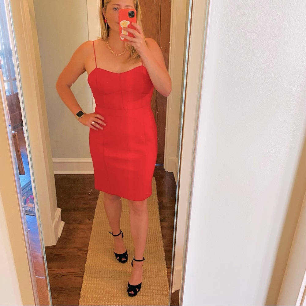 Banana Republic Red Wool Bustier Dress